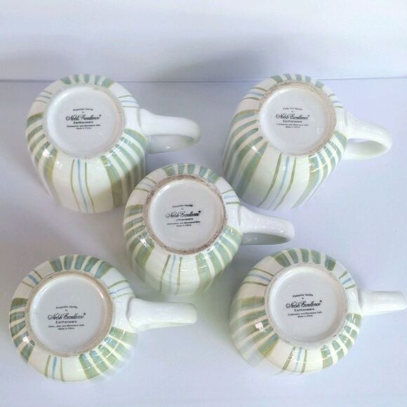 Set Of 5 Noble Excellence Earthenware Pistachio Coffee Tea Beverage Mug 14oz EUC - Picture 3 of 5